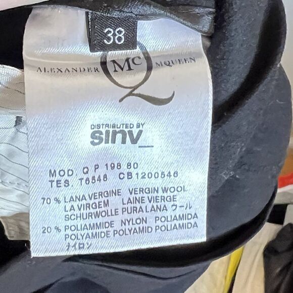 Alexander McQueen Black Wool Drop Crotch Tailored Pants - Picture 9 of 11